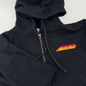 Etnies x Santa Cruz Mens Black SC Flame Tech Zip Up Hoodie Small 4137000973 001